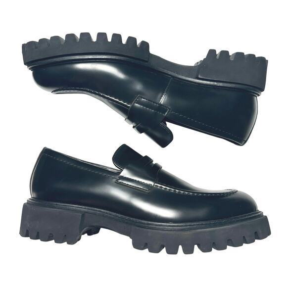 Steve Madden | Men | Ronen Solid Black Leather Classic Chunky Loafers | Sz 7.5 M - Picture 13 of 14